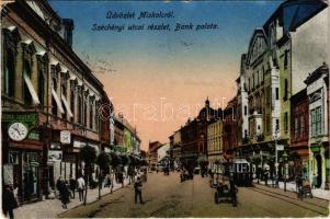 Miskolc, Széchenyi utca, Bank, villamos, üzletek (EB)