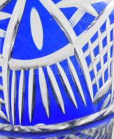 Kristály kék váza, hibátlan d: 20 cm, m: 21 cm