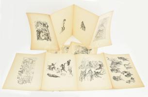 1921 Herman Lipót (1884-1972) rajzairól 20 db reprodukció nyomat, jelzettek a nyomaton, lapméret: 31...