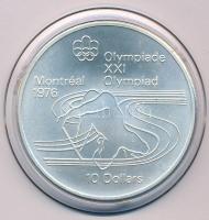 Kanada 1974. 10$ Ag Montreali Olimpia - Kenu kapszulában T:UNC Canada 1974. 10 Dollars Ag Montreal Olympic Games - Canoeing in capsule C:UNC Krause KM#105