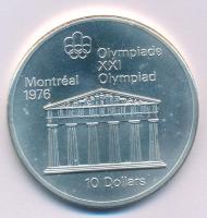 Kanada 1974. 10D Ag Montreali Olimpia - Zeusz temploma kapszulában T:UNC Canada 1974. 10 Dollars Ag Montreal Olympic Games - Temple of Zeus in capsule C:UNC Krause KM#94