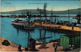 1913 Fiume, Rijeka; Molo Adamich, Partenze dei Piroscafi / port, steamships (kis szakadás / small tear)