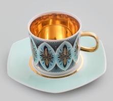 Sophia Pirkenhammer porcelán csésze és alj. Matricás, jelzett, minimális kopással, d: 6 - 13 cm