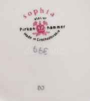 Sophia Pirkenhammer porcelán csésze és alj. Matricás, jelzett, minimális kopással, d: 6 - 13 cm