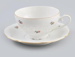 Epiag Czechoslovakia porcelán csésze és alj. Részben kézzel festett, jelzett, kis kopottsággal, d: 9,5 - 14 cm