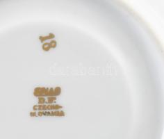 Epiag Czechoslovakia porcelán csésze és alj. Részben kézzel festett, jelzett, kis kopottsággal, d: 9...