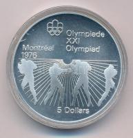 Kanada 1976. 5$ Ag "II. Erzsébet / Montreali Olimpia - Ökölívás" T:UNC Canada 1976. 5 Dollars Ag "Elisabeth II / Montreal Olympics - Boxing" C:UNC