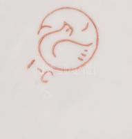 Szovjet porcelán vajtartó. Részben kézzel festett, jelzett, minimális kopással, d: 16,5 cm