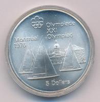 Kanada 1973. 5$ Ag "Montreali Olimpia - Kingston vitorlás" T:UNC Canada 1973. 5 Dollars Ag "Montreal Olympic Games - Kingston and Sailboats" C:UNC Krause KM#84