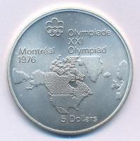 Kanada 1973. 5$ Ag "Montreali Olimpia - Észak-Amerikai térképe" T:UNC Canada 1973. 5 Dollars Ag "Montreal Olympic Games - Map of North America" C:UNC Krause KM#85