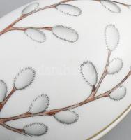 Aquincumi porcelán tojás formájú ékszertartó. Kézzel festett, jelzett, minimális kopással, 10x6,5x6 ...