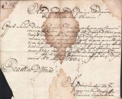 1815 Nyíregyháza - Sárospatak egyházi levél Tárkovics György munkácsi vikárius aláírásával a Munkács...