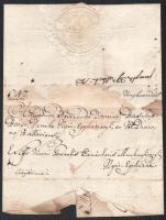 1815 Nyíregyháza - Sárospatak egyházi levél Tárkovics György munkácsi vikárius aláírásával a Munkács...