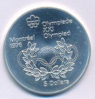 Kanada 1974. 5$ Ag "Montreali olimpia - Olimpiai karikák" T:UNC Canada 1974. 5 Dollars Ag "Montreal Olympic Games - Olympic Rings" C:UNC Krause KM#89