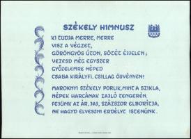 cca 1990 Székely Himnusz, Szeged, Erdélyi Kör kiadása, 40,5x30 cm