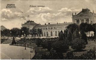 1906 Zagreb, Zágráb; Drzavni kolodvor / vasútállomás / railway station (kis szakadás / small tear)