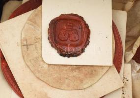 XIX. sz. viaszpecsét gyűjtemény, régi dohányos fém dobozban