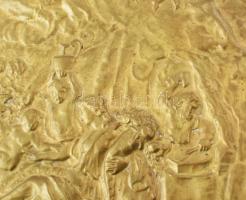 Kalapált bronzlemez kép. XX. sz., örmény (feltehetően), sérüléssel, 41x55 cm