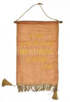 cca 1950 Szerszámgépgyár békekölcsön jegyzéséért adott selyem zászló, Sztálin-idézettel és Rákosi-cí...