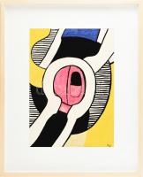 Molnár Sándor (1936-2022): Kompozíció, 1975. Vegyes technika, papír. Jelezve jobbra lent. Üvegezett ...