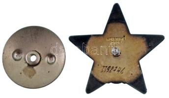 Szovjetunió 1930. "Vörös Csillag Érdemrend" zománcozott, jelzetlen Ag kitüntetés csavaros ...