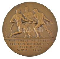 Ausztria / Bécs 1958. "Bécsi Kereskedelmi Kamara / Hűséges Munkáért - Jolan Kinzel beszerző kisasszonynak Bécs 1958" bronz emlékérem. Szign.: Grienauer (50mm) T:AU Austria / Vienna 1958. "Kammer der Gewerblichen Wirtschaft für Wien (Chamber of Commerce for Vienna) / Für treue Mitarbeit Fräulein Prokuristin Jolan Kinzel Wien 1958" bronze medal. Sign.: Grienauer (50mm) C:AU