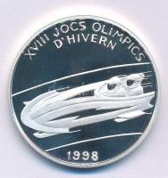 Andorra 1997. 2D Ag "Téli Olimpia, Nagano - Bob" kapszulában T:PP kis folt Andorra 1997. 2 Diners Ag "Winter Olympics, Nagano - Bobsleigh" in capsule C:PP small spot Krause KM#140