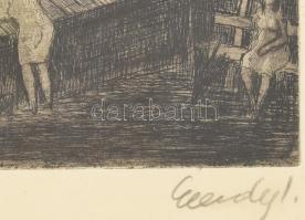 Élesdy István (1912-1987): Budavári részlet. Rézkarc, papír, jelzett, üvegezett fakeretben, 27x38 cm