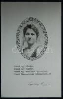 1925 Papp-Váry Elemérné Sziklay Szeréna (1881-1923): A magyar Hiszekegy szerzője képével ellátott fém kártya az ima szövegével 10x14 cm