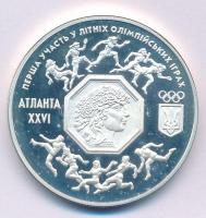 Ukrajna 1996. 2.000.000K Ag "Nyári Olimpia, Atlanta" kapszulában T:PP Ukraine 1996. 2.000.000 Karbovantsiv Ag "Summer Olympics, Atlanta" in capsule C:PP Krause KM#25