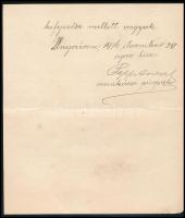 1914 Papp Antal munkácsi püspök által aláírt levél fejléces papíron