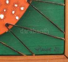 Szeift Béla (1944-2012): Ikrek, 1981. Akril, zsineg, fa. Jelezve jobbra lent: Szeift 81. 25,5x36 cm....