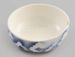 Gránit art deco köretes tál. Jelzett, kopással, d: 12 cm, m: 5 cm