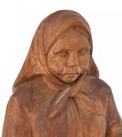 Király A. 1988 jelzéssel: Parasztasszony. Faragott fa, m: 30 cm