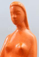 Gorka Géza (1895-1971): Art deco női figura. Repesztett, ún. Bidtel mázas kerámia, cca 1932-1935, hi...