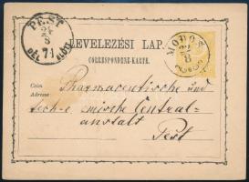 1871 2kr díjjegyes levelezőlap / PS-card MODOS - Pest