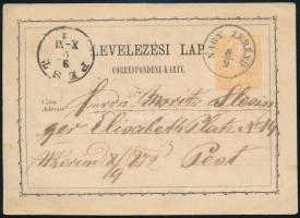 1872 2kr díjjegyes levelezőlap / PS-card NAGY ZERÉND - Pest