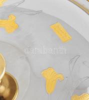 Tálaló edény fedővel Inoxtiv aranyozott, díszített, fém 30 cm