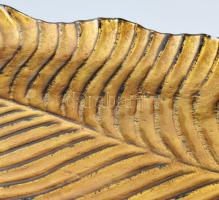 Levél formájú nagy méretű üveg tálaló tálca. Több rétegű, anyagában színezett, hibátlan 33x54 cm