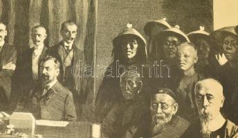 Ernst Heilemann (1870-1936): Le Congrés de Pekin - A pekingi kongresszus. nagy méretű litográfia a k...