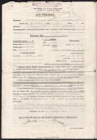 1929 Magyar-Franczia Biztosító R. T. életbiztosítási kötvénye, dekoratív grafikával, hátoldalán 1939...