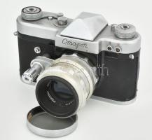 Krasnogorsk Start kamera Helios 44 1:2 f: 5,8 cm objektívvel, jó állapotban tokkal, tartozékokkal, l...