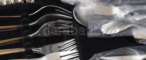 12 személyes evőeszköz készlet Bestecke. eredeti dobozában, új állapotban számzáras táskával tálaló ...