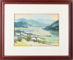 Lipovniczky László (1910-1971): Dunakanyar Nógrádverőce felől. Akvarell, papír. Jelzett. Dekoratív, ...