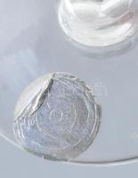 Bíborpácolt kristály pezsgőspohár készlet. 6 db, címkével jelzett, hibátlan, m: 12 cm