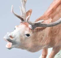 Herendi bőgő szarvas, kézzel festett, jelzett, hibátlan, Formaterv Tóth János. m: 30 , h: 30 cm