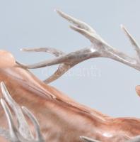 Herendi bőgő szarvas, kézzel festett, jelzett, hibátlan, Formaterv Tóth János. m: 30 , h: 30 cm