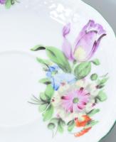 Herendi virág mintás teás csésze, kézzel festett, jelzett, kis kopással,