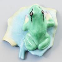 Herendi porcelán béka levélen, 1939. Kézzel festett, jelzett, hibátlan, 7,5x6,5x4 cm