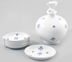 Herendi porcelán illatszóró, pipettás, csavaros fedéllel m:15 cm, hozzá 6 kis tálka 10x7,5 cm Kézzel festett, jelzett, hibátlan